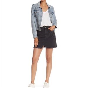 Madewell A-Line Rigid Denim Miniskirt Cutout Size 25 NWT